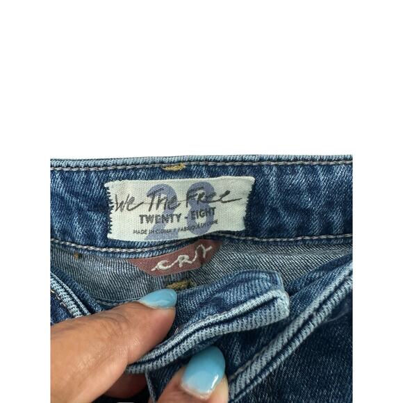 We the Free Jeans Curvy Button Fly Distressed Hem Straight Leg Denim Size 28 - Picture 2 of 11
